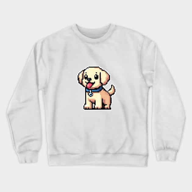 Cute golden labrador retriever as pixel art style illustration Crewneck Sweatshirt by art poo